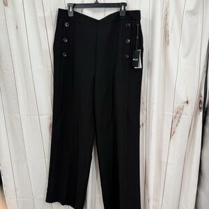 DKNY Women’s 14 Black Button Suit Wide Leg Pants Office Core Career New